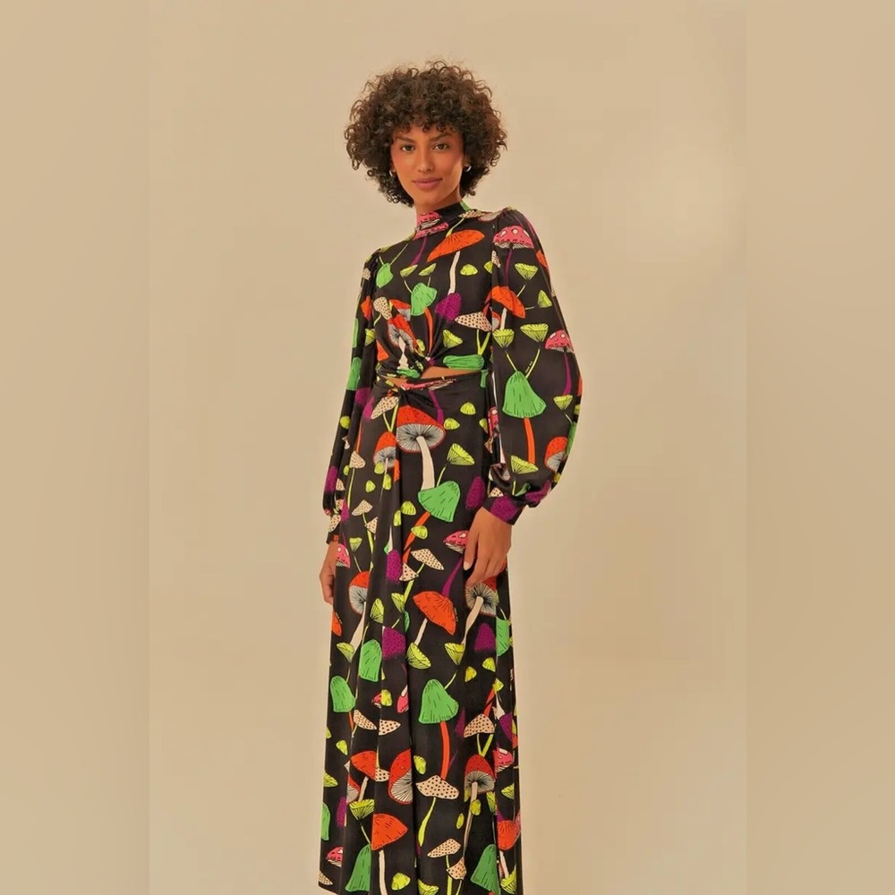 FARM Rio Mushroom Long Sleeve Dress